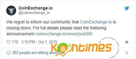 Coinexchange.io Kapılarını Kapatıyor